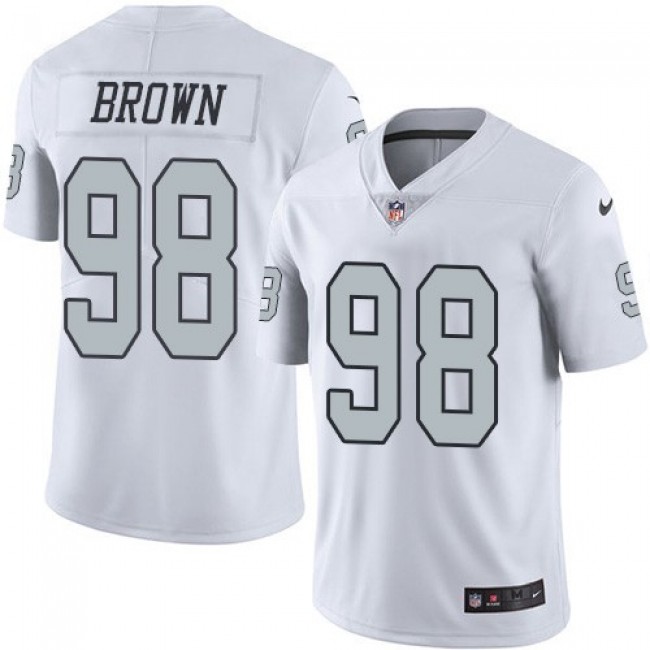 Nike Raiders #98 Trent Brown White Men's Stitched NFL Limited Rush Jersey
