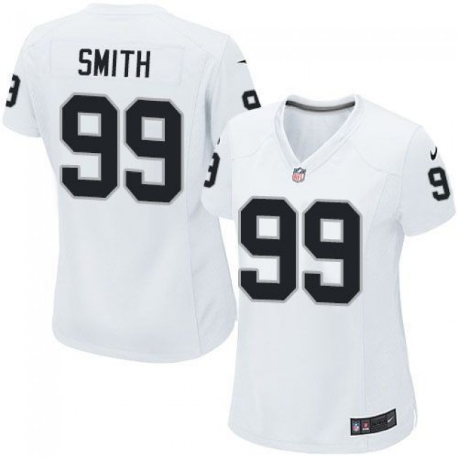 Women's Raiders #99 Aldon Smith White Stitched NFL Elite Jersey