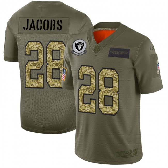 Raiders #28 Josh Jacobs Men's Nike 2019 Olive Camo Salute To Service Limited NFL Jersey