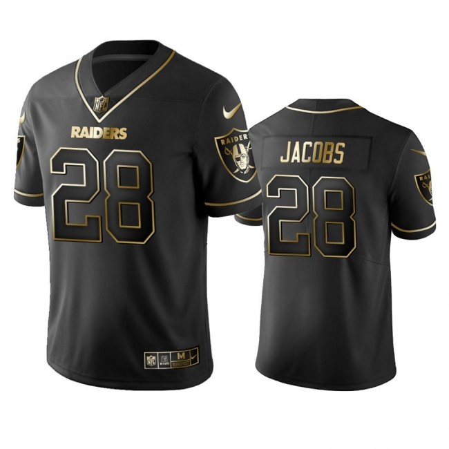 Raiders #28 Josh Jacobs Men's Stitched NFL Vapor Untouchable Limited Black Golden Jersey