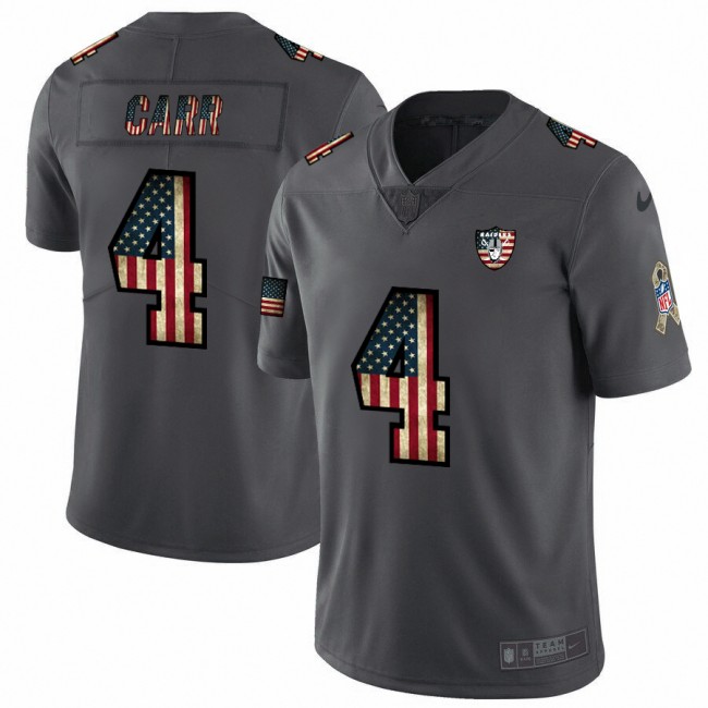Raiders #4 Derek Carr Nike 2018 Salute to Service Retro USA Flag Limited NFL Jersey