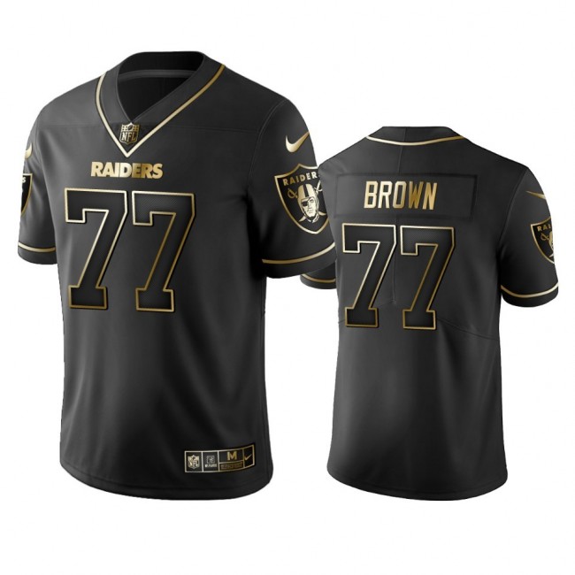 Raiders #77 Trent Brown Men's Stitched NFL Vapor Untouchable Limited Black Golden Jersey