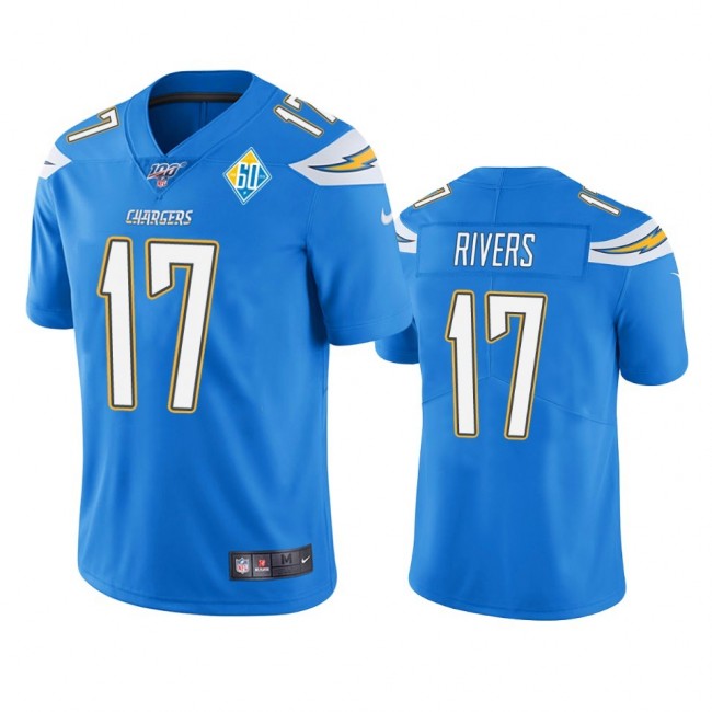 Los Angeles Chargers #17 Philip Rivers Light Blue 60th Anniversary Vapor Limited NFL Jersey