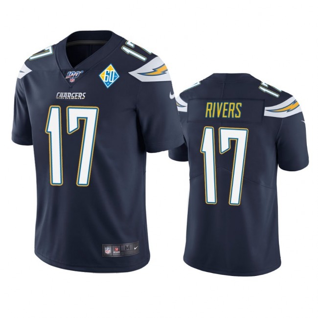 Los Angeles Chargers #17 Philip Rivers Navy 60th Anniversary Vapor Limited NFL Jersey