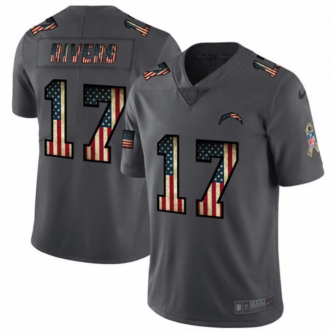 Los Angeles Chargers #17 Philip Rivers Nike 2018 Salute to Service Retro USA Flag Limited NFL Jersey