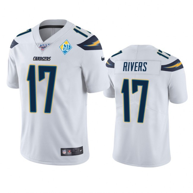Los Angeles Chargers #17 Philip Rivers White 60th Anniversary Vapor Limited NFL Jersey