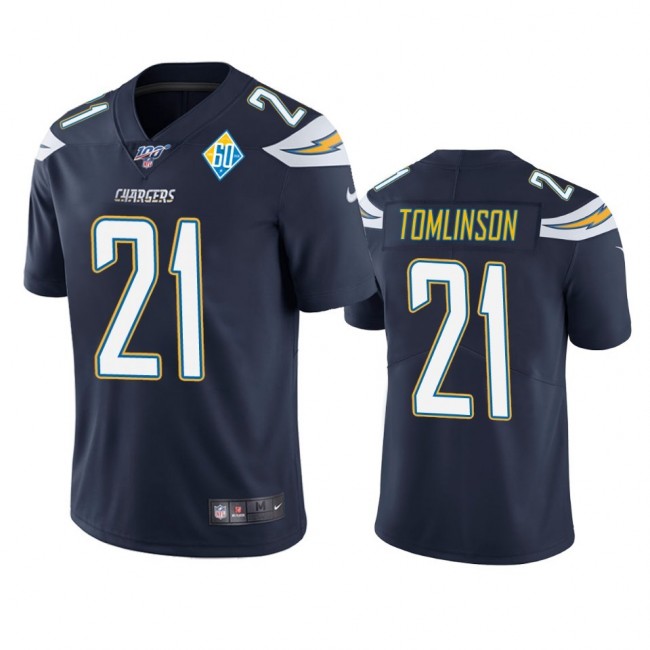 Los Angeles Chargers #21 Ladainian Tomlinson Navy 60th Anniversary Vapor Limited NFL Jersey