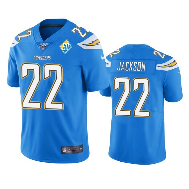 Los Angeles Chargers #22 Justin Jackson Light Blue 60th Anniversary Vapor Limited NFL Jersey