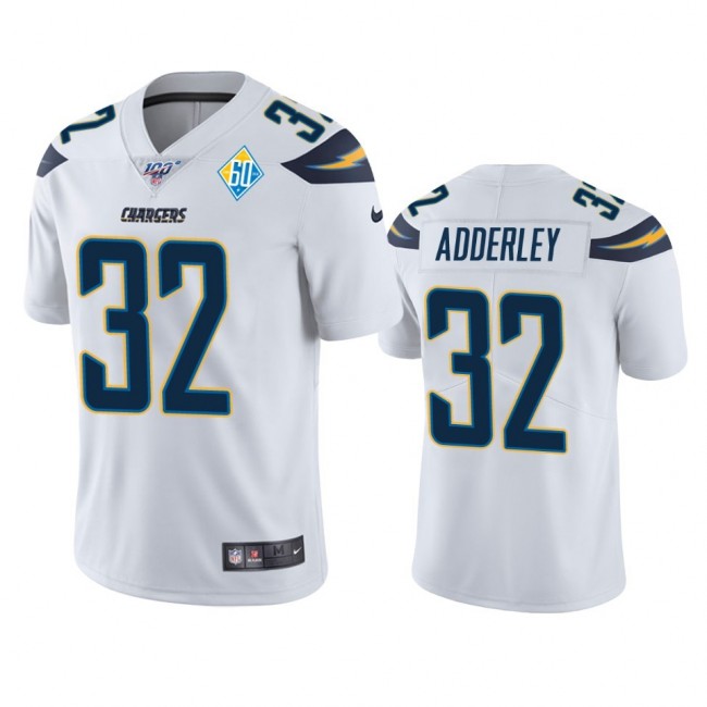 Los Angeles Chargers #32 Nasir Adderley White 60th Anniversary Vapor Limited NFL Jersey