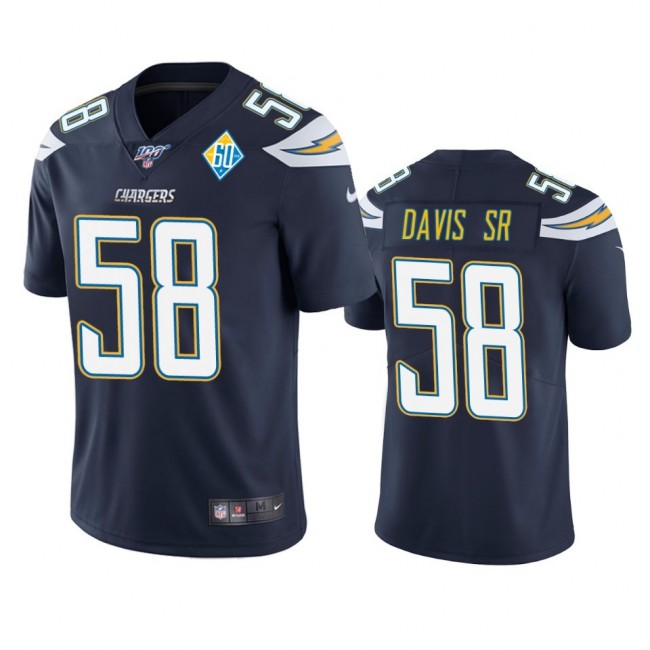 Los Angeles Chargers #58 Thomas Davis Sr Navy 60th Anniversary Vapor Limited NFL Jersey