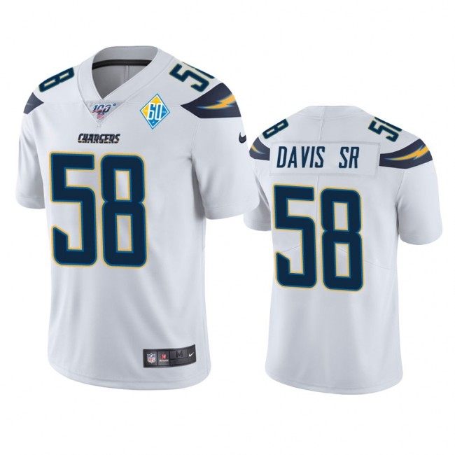 Los Angeles Chargers #58 Thomas Davis Sr White 60th Anniversary Vapor Limited NFL Jersey