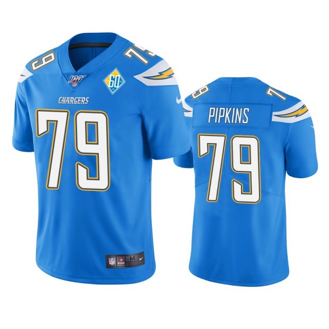 Los Angeles Chargers #79 Trey Pipkins Light Blue 60th Anniversary Vapor Limited NFL Jersey