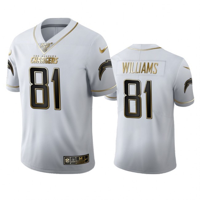 Los Angeles Chargers #81 Mike Williams Men's Nike White Golden Edition Vapor Limited NFL 100 Jersey