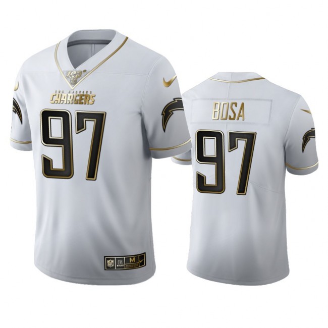 Los Angeles Chargers #97 Joey Bosa Men's Nike White Golden Edition Vapor Limited NFL 100 Jersey