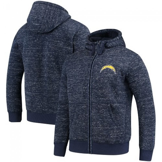 Men's Los Angeles Chargers G-III Sports by Carl Banks Heathered Navy Discovery Sherpa Full-Zip Jacket