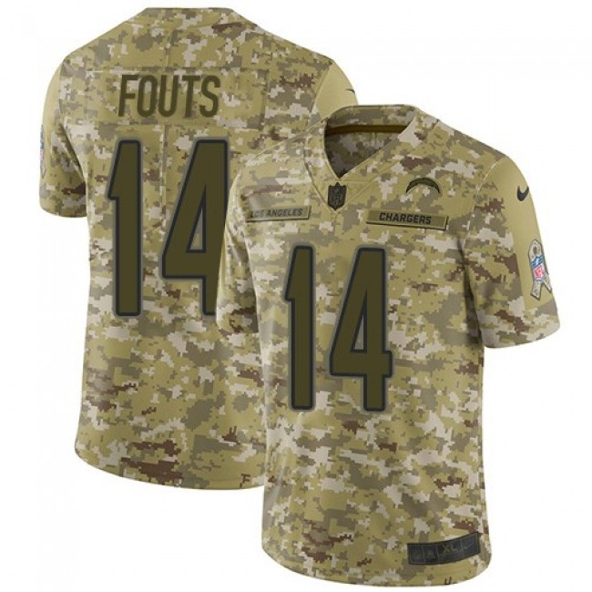 Nike Chargers #14 Dan Fouts Camo Men's Stitched NFL Limited 2018 Salute To Service Jersey