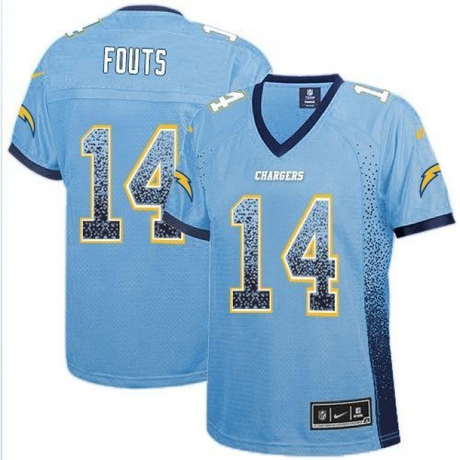 Women's Chargers #14 Dan Fouts Electric Blue Alternate Stitched NFL Elite Drift Jersey