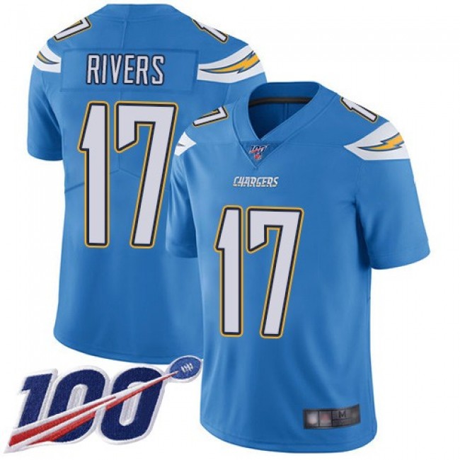 Nike Chargers #17 Philip Rivers Electric Blue Alternate Men's Stitched NFL 100th Season Vapor Limited Jersey