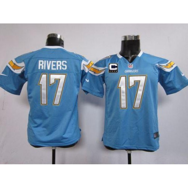 Los Angeles Chargers #17 Philip Rivers Electric Blue Alternate With C Patch Youth Stitched NFL Elite Jersey
