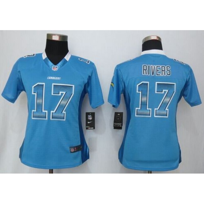 Women's Chargers #17 Philip Rivers Electric Blue Alternate Stitched NFL Elite Strobe Jersey