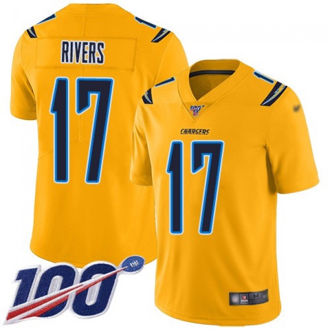 Nike Chargers #17 Philip Rivers Gold Men's Stitched NFL Limited Inverted Legend 100th Season Jersey