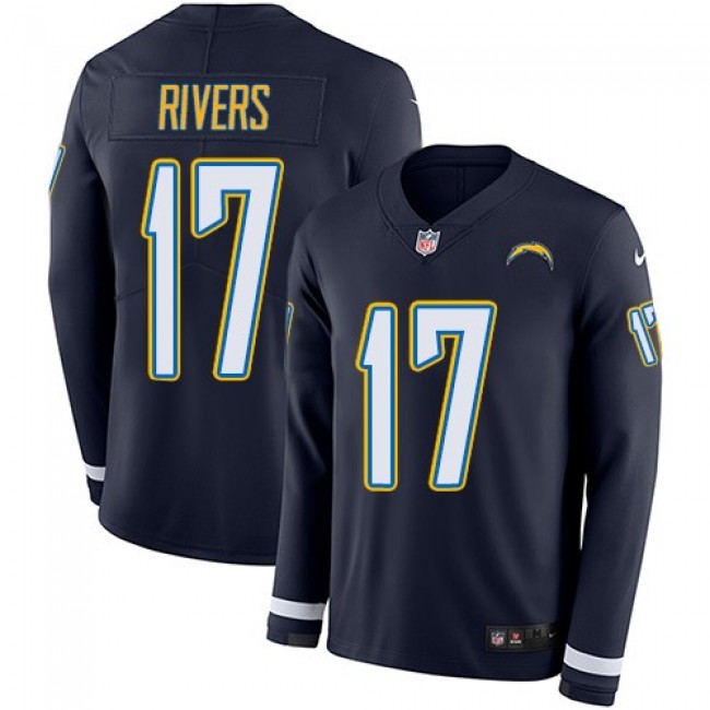 Nike Chargers #17 Philip Rivers Navy Blue Team Color Men's Stitched NFL Limited Therma Long Sleeve Jersey