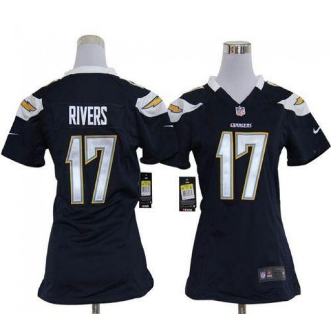 Women's Chargers #17 Philip Rivers Navy Blue Team Color Stitched NFL Elite Jersey
