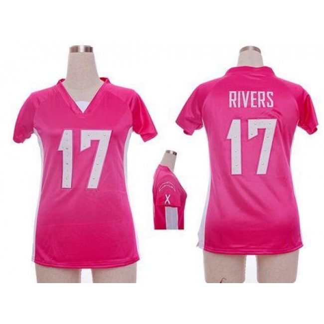 Women's Chargers #17 Philip Rivers Pink Draft Him Name Number Top Stitched NFL Elite Jersey