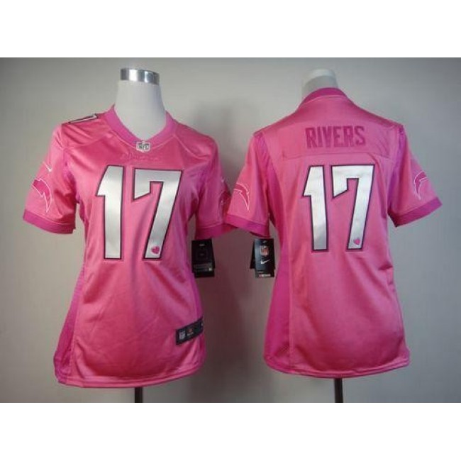 Women's Chargers #17 Philip Rivers Pink Be Luv'd Stitched NFL Elite Jersey