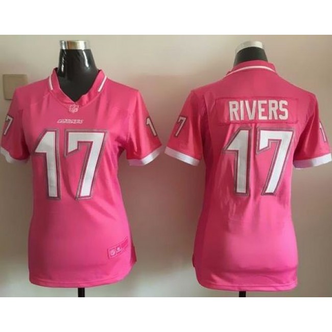 Women's Chargers #17 Philip Rivers Pink Stitched NFL Elite Bubble Gum Jersey