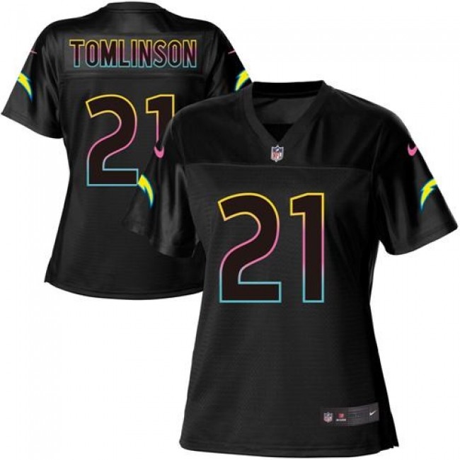 Women's Chargers #21 LaDainian Tomlinson Black NFL Game Jersey