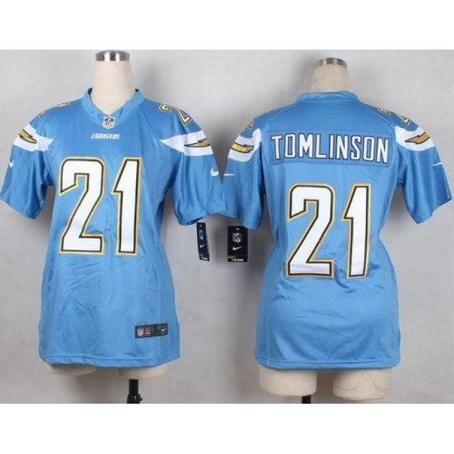 Women's Chargers #21 LaDainian Tomlinson Electric Blue Alternate Stitched NFL New Elite Jersey