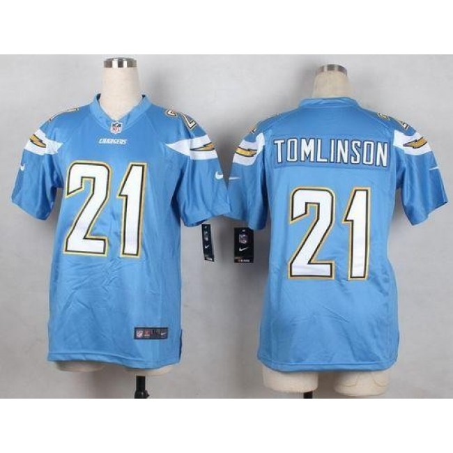 Los Angeles Chargers #21 LaDainian Tomlinson Electric Blue Alternate Youth Stitched NFL New Elite Jersey