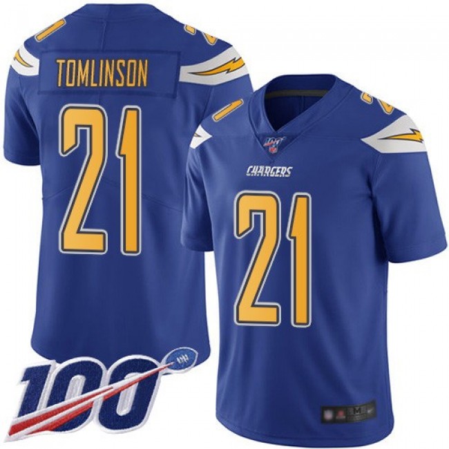 تباسكو Nike Chargers #21 LaDainian Tomlinson Electric Blue Women's Stitched NFL Limited Rush 100th Season Jersey عروب