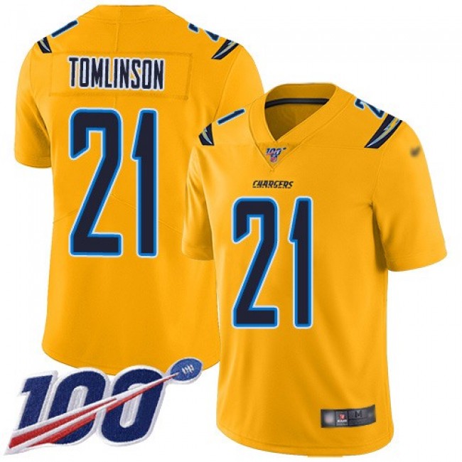 Nike Chargers #21 LaDainian Tomlinson Gold Men's Stitched NFL Limited Inverted Legend 100th Season Jersey