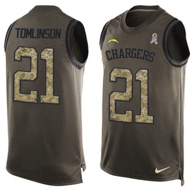 Nike Chargers #21 LaDainian Tomlinson Green Men's Stitched NFL Limited Salute To Service Tank Top Jersey