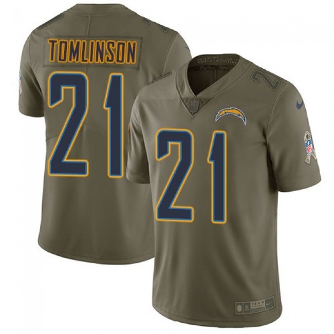 Los Angeles Chargers #21 LaDainian Tomlinson Olive Youth Stitched NFL Limited 2017 Salute to Service Jersey