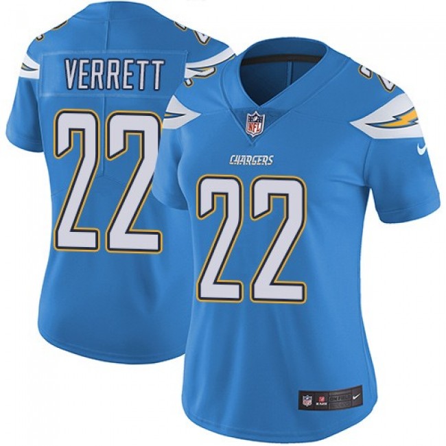 Women's Chargers #22 Jason Verrett Electric Blue Alternate Stitched NFL Vapor Untouchable Limited Jersey