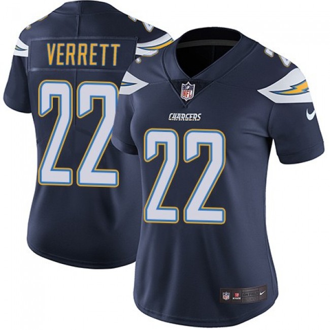 Women's Chargers #22 Jason Verrett Navy Blue Team Color Stitched NFL Vapor Untouchable Limited Jersey