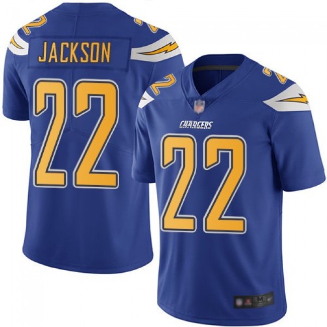Nike Chargers #22 Justin Jackson Electric Blue Men's Stitched NFL Limited Rush Jersey