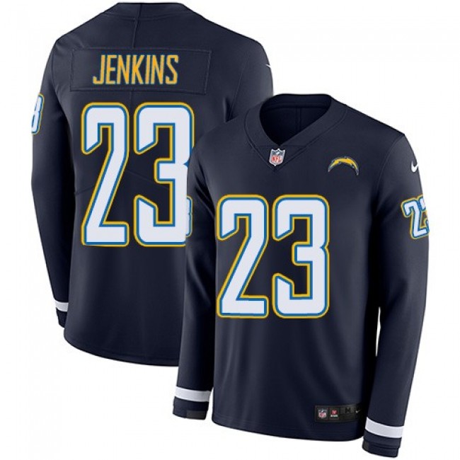 Nike Chargers #23 Rayshawn Jenkins Navy Blue Team Color Men's Stitched NFL Limited Therma Long Sleeve Jersey