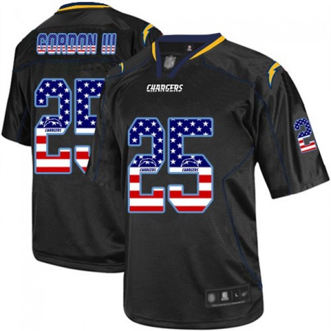 Nike Chargers #25 Melvin Gordon III Black Men's Stitched NFL Elite USA Flag Fashion Jersey
