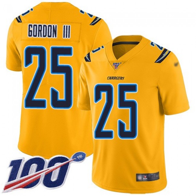 Nike Chargers #25 Melvin Gordon III Gold Men's Stitched NFL Limited Inverted Legend 100th Season Jersey