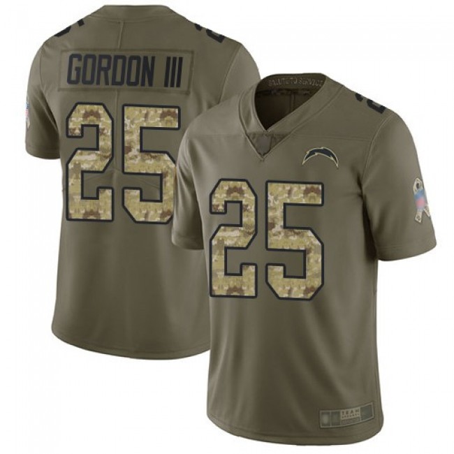 Nike Chargers #25 Melvin Gordon III Olive/Camo Men's Stitched NFL Limited 2017 Salute To Service Jersey