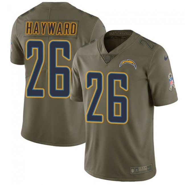 Nike Chargers #26 Casey Hayward Olive Men's Stitched NFL Limited 2017 Salute to Service Jersey