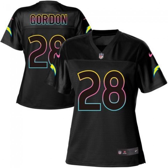Women's Chargers #28 Melvin Gordon Black NFL Game Jersey