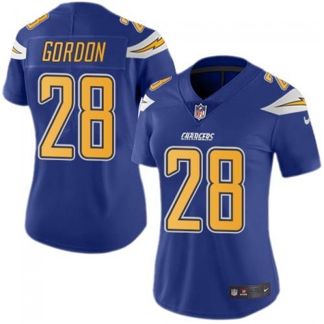 Women's Chargers #28 Melvin Gordon Electric Blue Stitched NFL Limited Rush Jersey