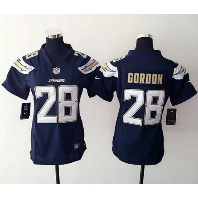 Women's Chargers #28 Melvin Gordon Navy Blue Team Color Stitched NFL New Elite Jersey