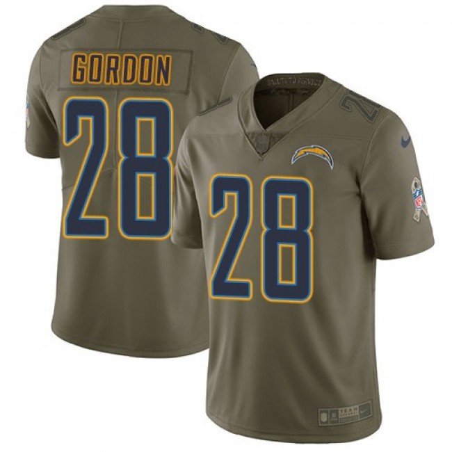 Los Angeles Chargers #28 Melvin Gordon Olive Youth Stitched NFL Limited 2017 Salute to Service Jersey