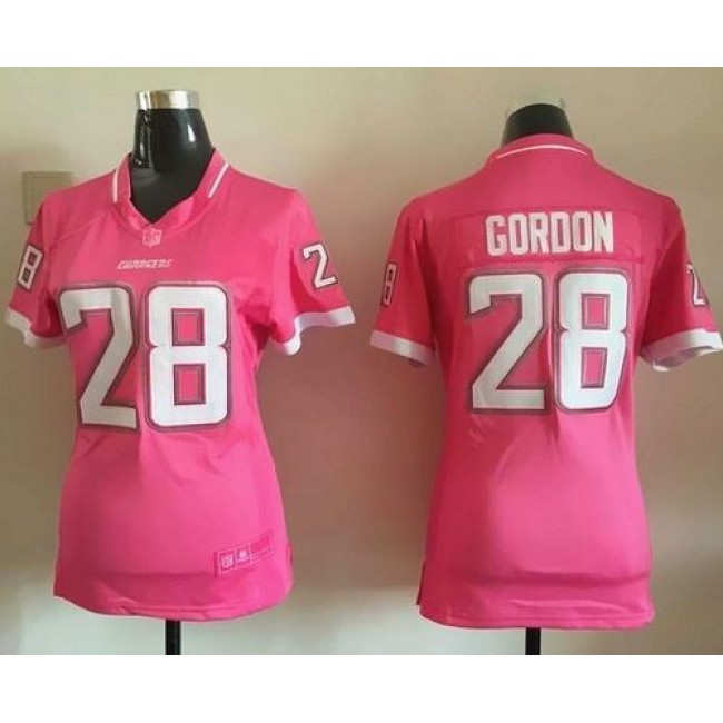 Women's Chargers #28 Melvin Gordon Pink Stitched NFL Elite Bubble Gum Jersey